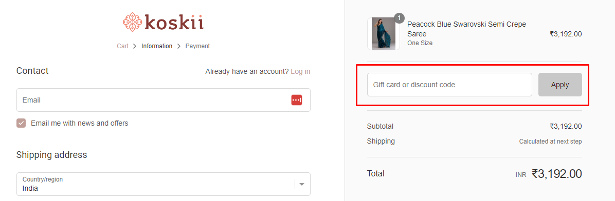 How do I use my Koskii discount code?