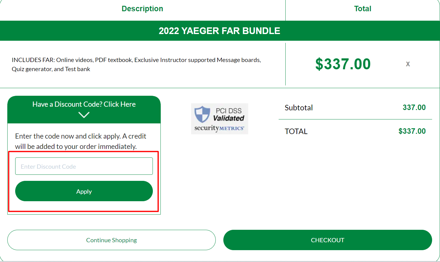 How do I use my Yaeger CPA Review discount code?
