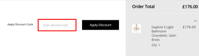 The checkout page showing where to apply your BHS voucher code