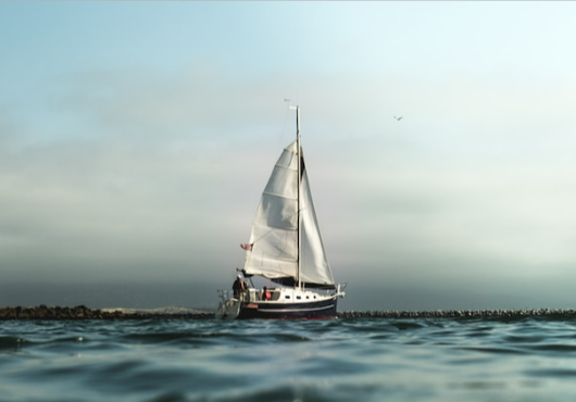 A boat on the ocean sailing