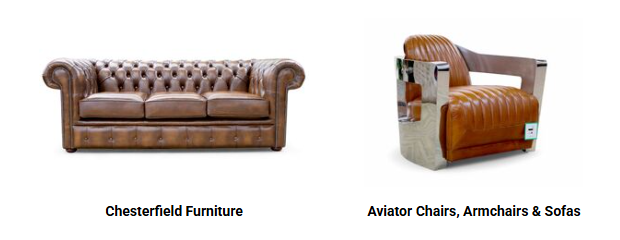 Chesterfield Furniture, aviator chairs and armchairs from Designer Sofas 4U