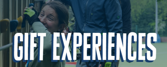 Person enjoying a Go Ape climb with 'Gift Experiences' text