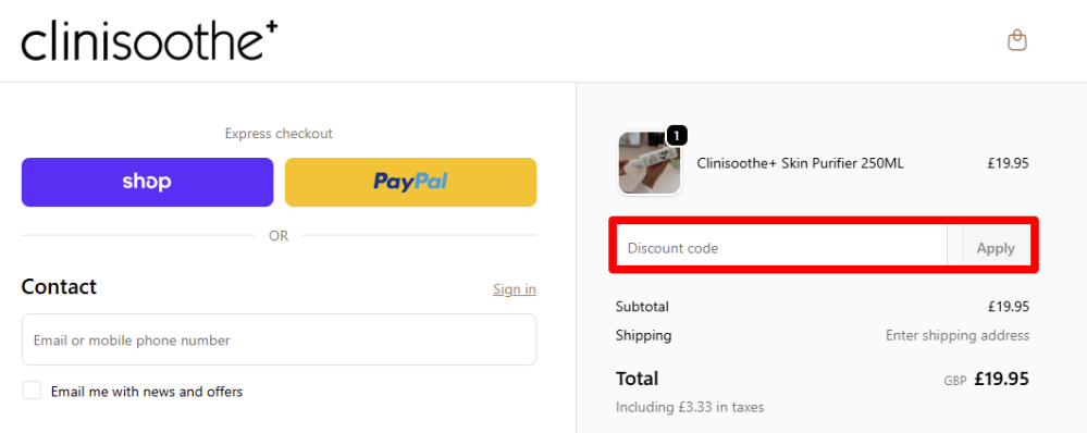 Paste your discount code and click apply to redeem it