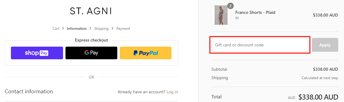 How do I use my ST. AGNI coupon code?
