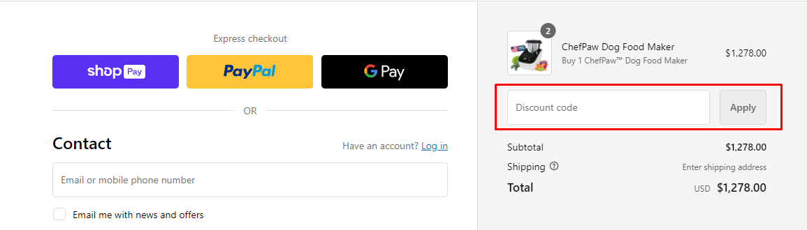 How do I use my ChefPaw discount code?