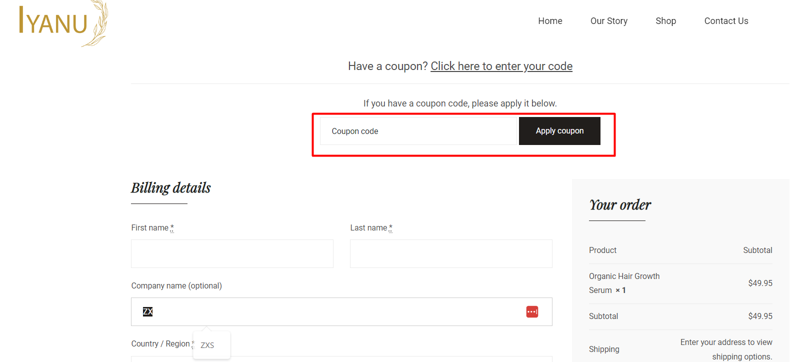 How do I use my Iyanu Organics coupon code?