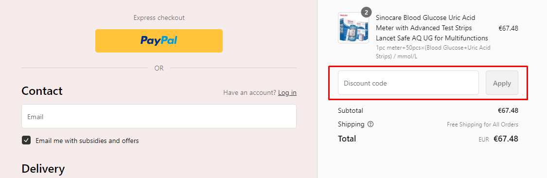 How do I use my Sinocare discount code?