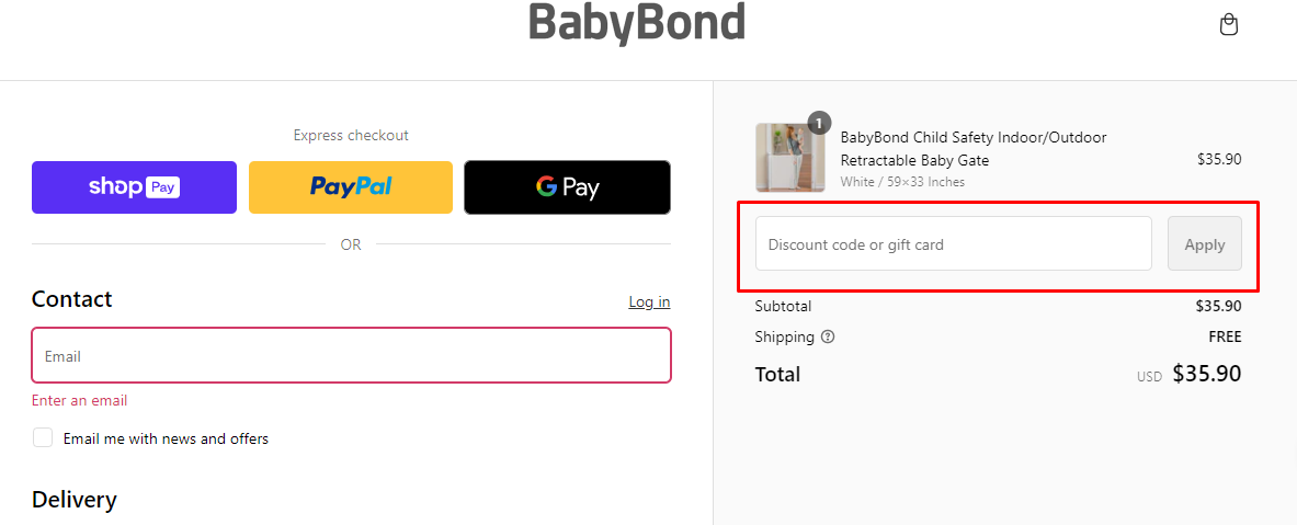 How do I use my BabyBond discount code?