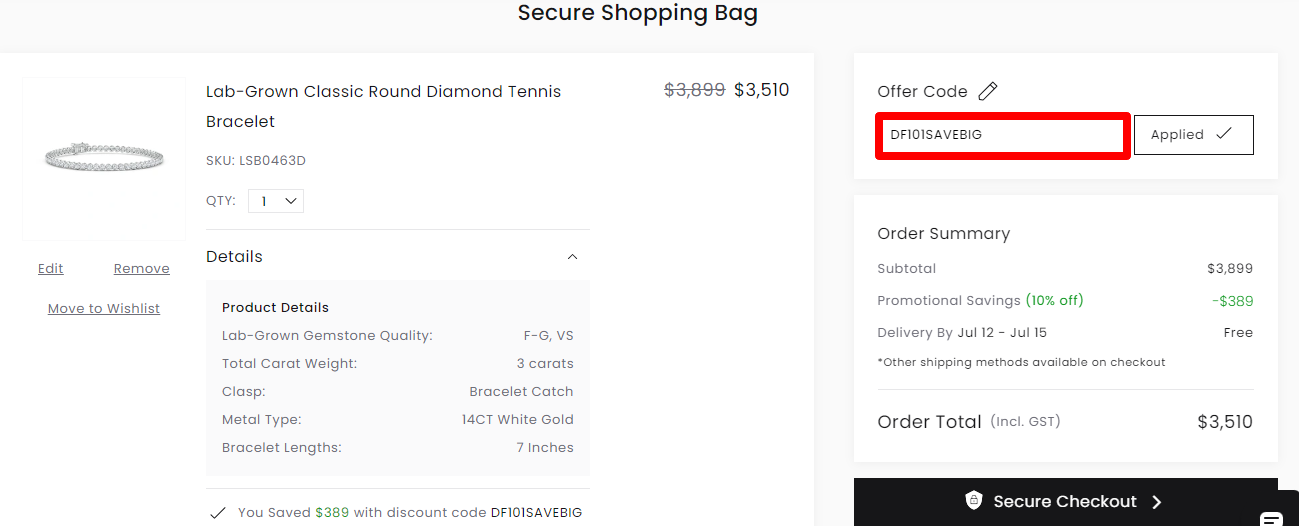Angara promo codes place highlighted with a red box on their checkout page