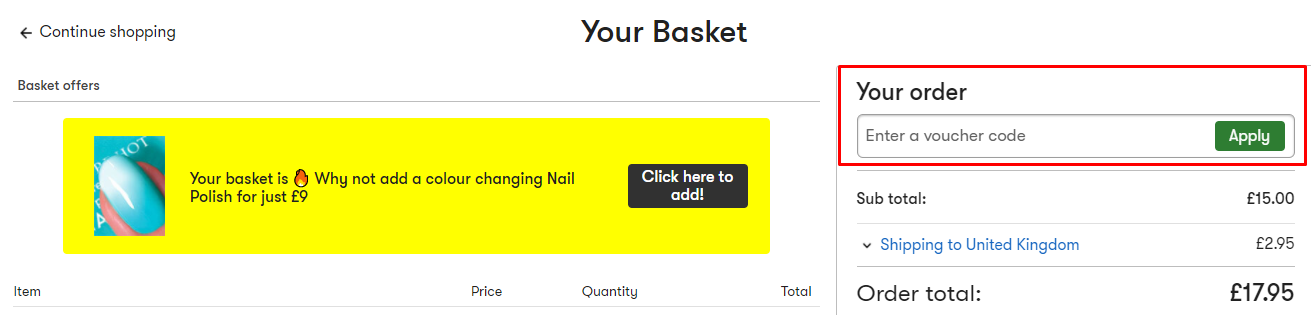 How do I use my Nails.INC voucher code?