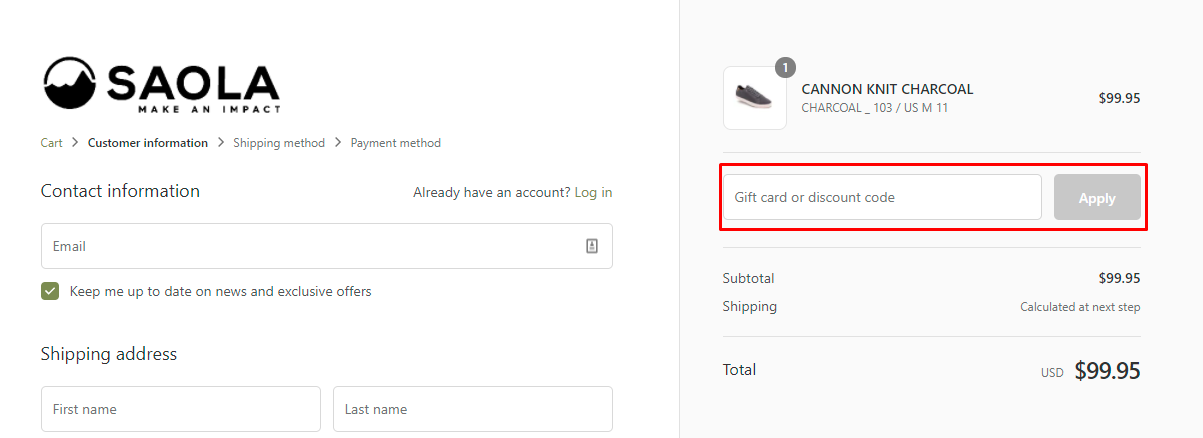 How do I use my SAOLA discount code?