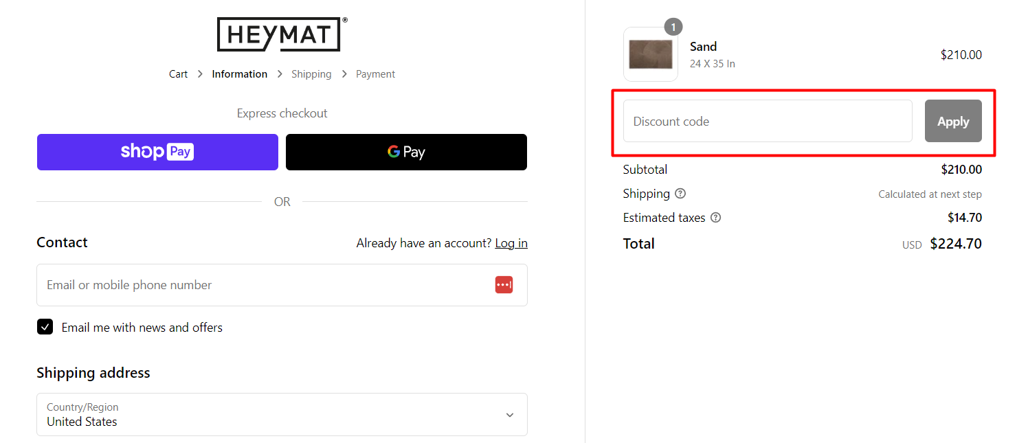 How do I use my Heymat discount code?