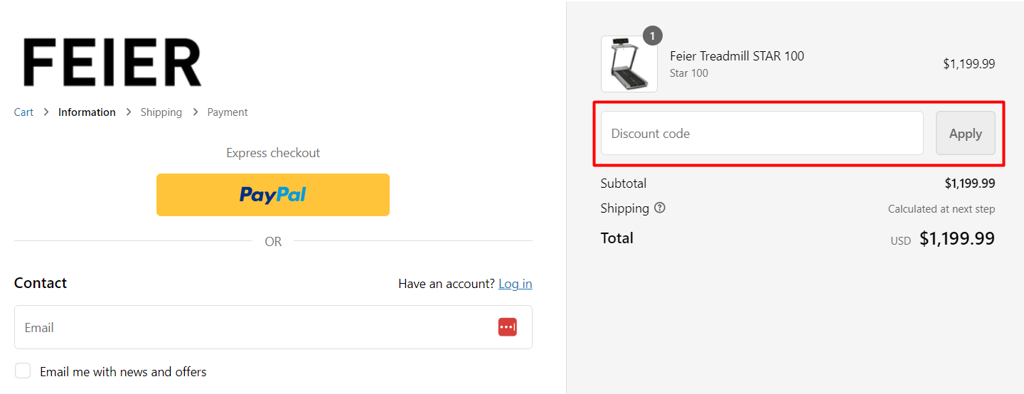 How do I use my Feier discount code?