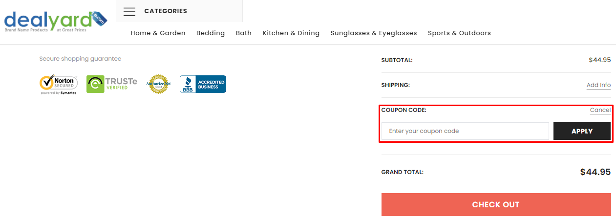 How do I use my Dealyard coupon code?