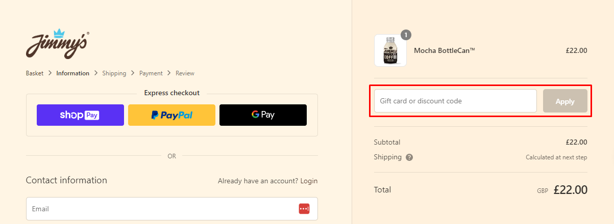 How do I use my Jimmy's Iced Coffee discount code?