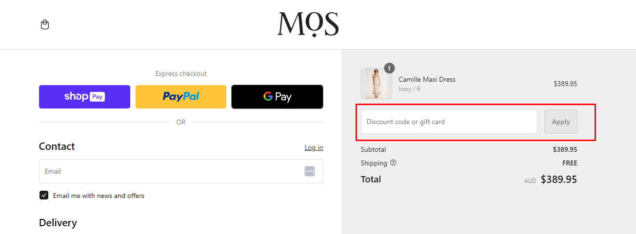 How do I use my MOS The Label coupon code?