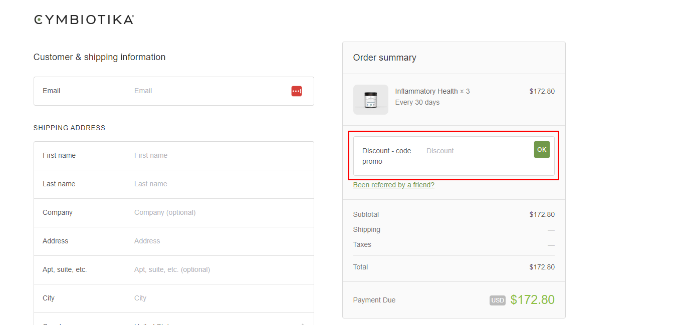 How do I use my CYMBIOTIKA discount code?