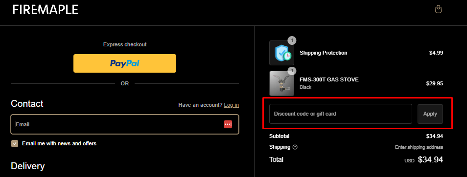 How do I use my Fire Maple discount code?