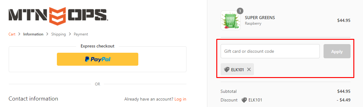 How do I use my MTN OPS discount code?