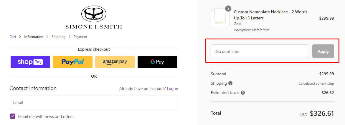 How do I use my Simone I. Smith discount code?