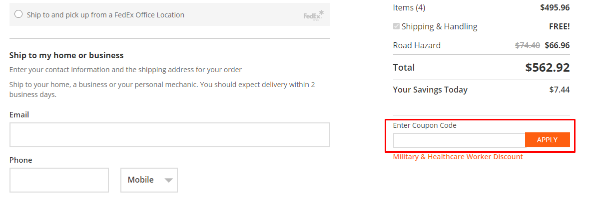 How do I use my SimpleTire coupon code?