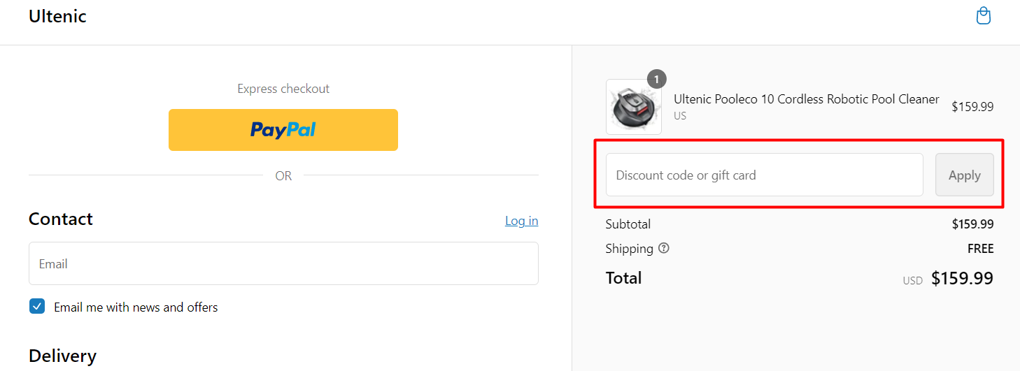 How do I use my Ultenic discount code?
