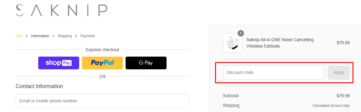 How do I use my SAKNIP discount code?