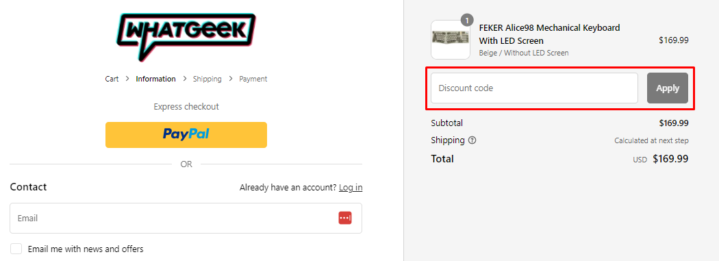 How do I use my WhatGeek discount code?
