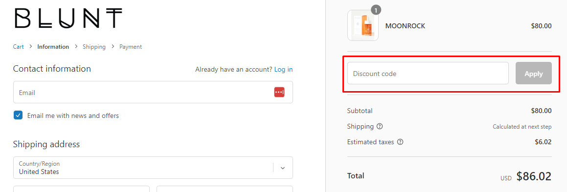 How do I use my Blunt Skincare discount code?
