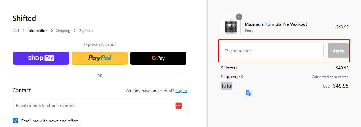 How do I use my SHIFTED discount code?