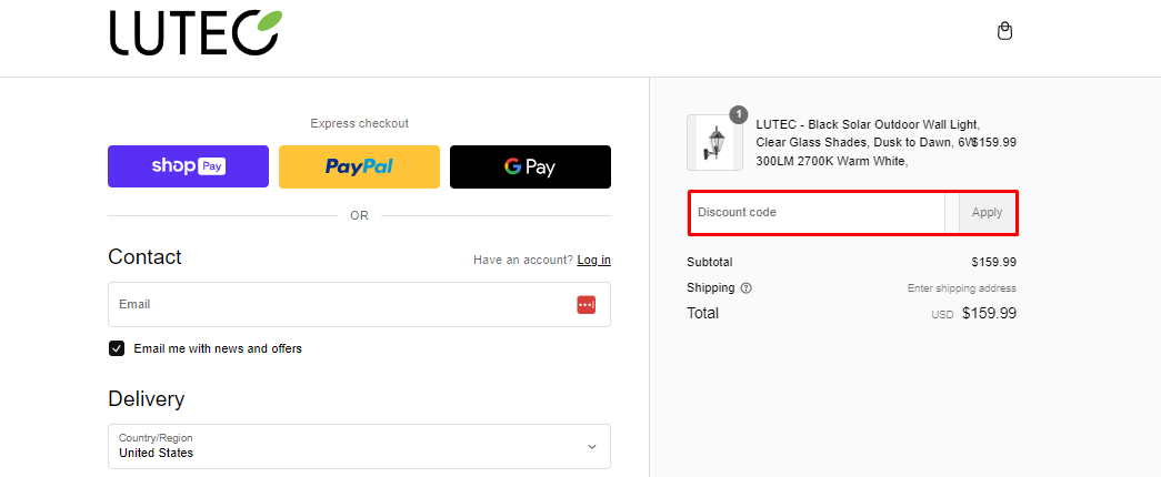 How do I use my LUTEC discount code?