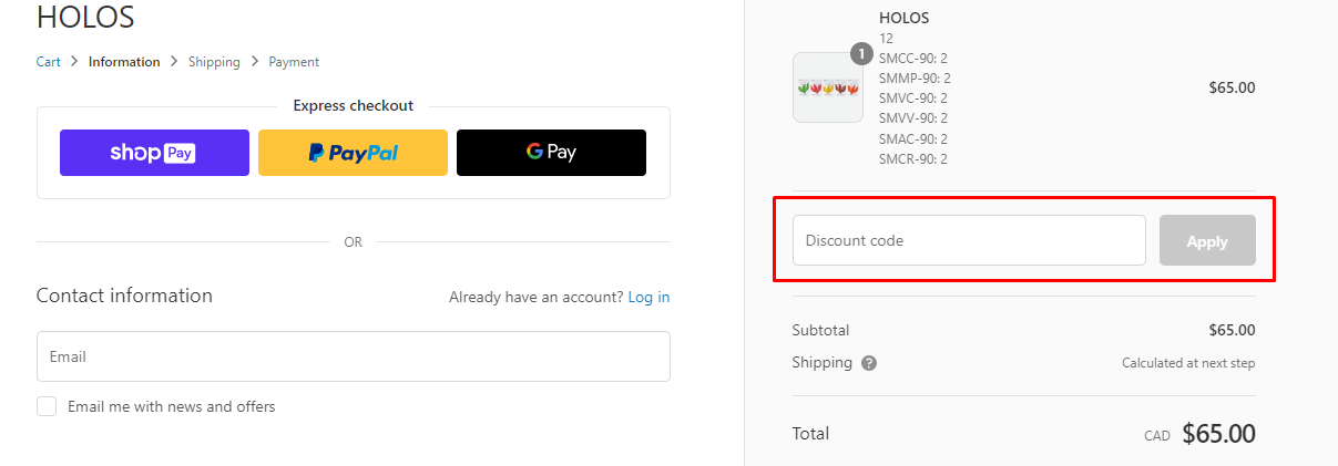 How do I use my HOLOS discount code?