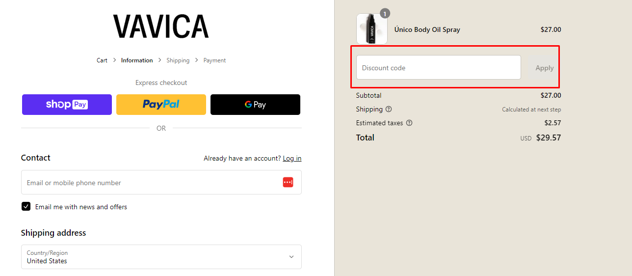 How do I use my VAVICA discount code?