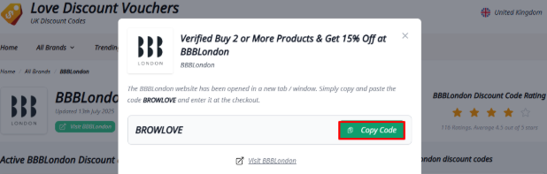 copy a BBBLondon discount code revealed