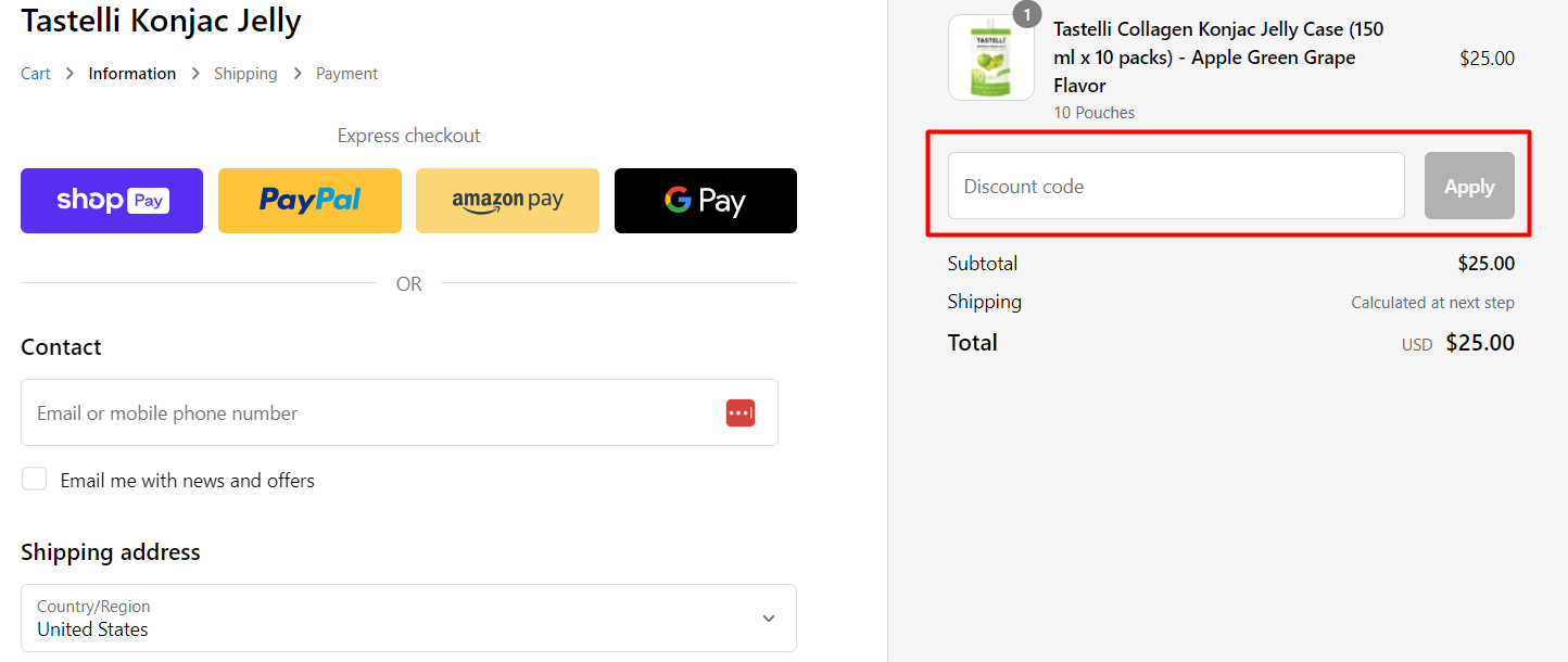 How do I use my Tastelli discount code?