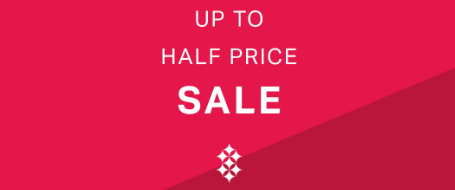 sale logo up to half price