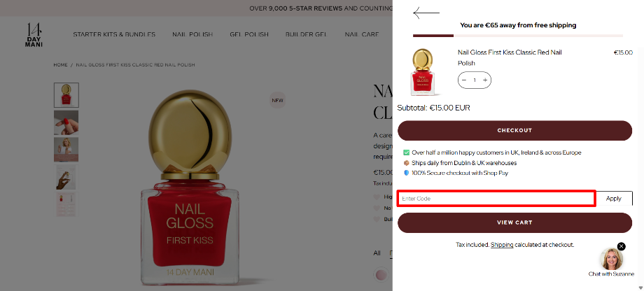 Apply your 14 Day Manicure discount code before you pay