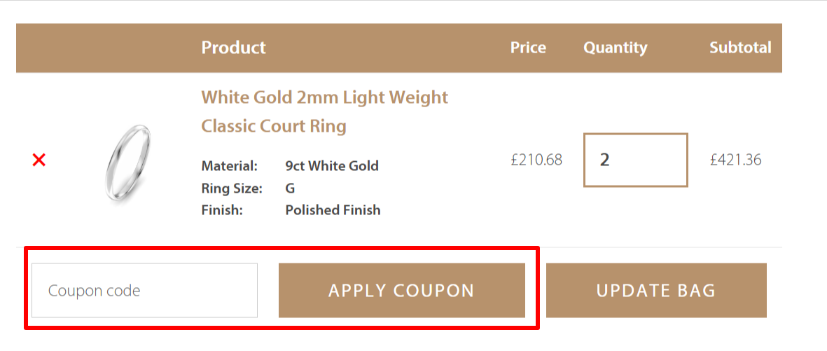 A box where you can add your Autumn and May coupon to redeem it