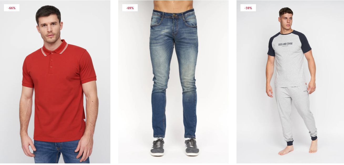 Duck and Cover weekly deal selection items as shoers, shirts, and jeans
