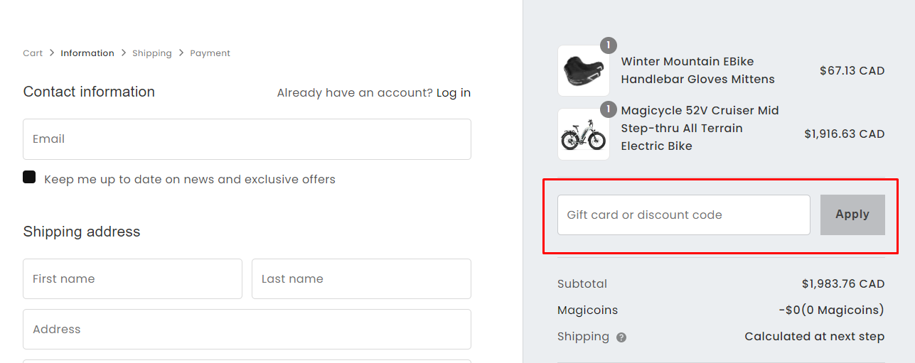 How do I use my Magicycle discount code?