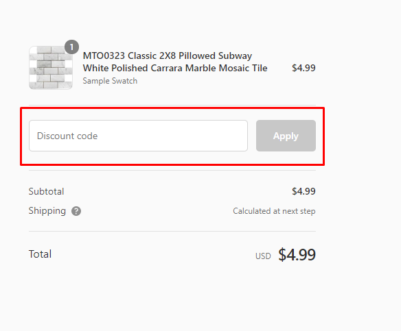 How do I use my Mosaic Tile Outlet discount code?