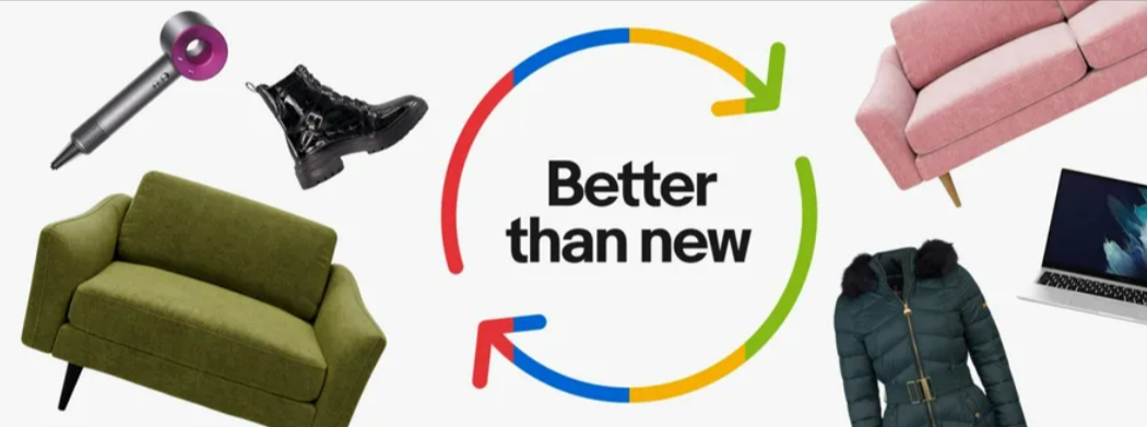 Different clothing items that can be found on eBay with one of their famous mottos and their brand colours