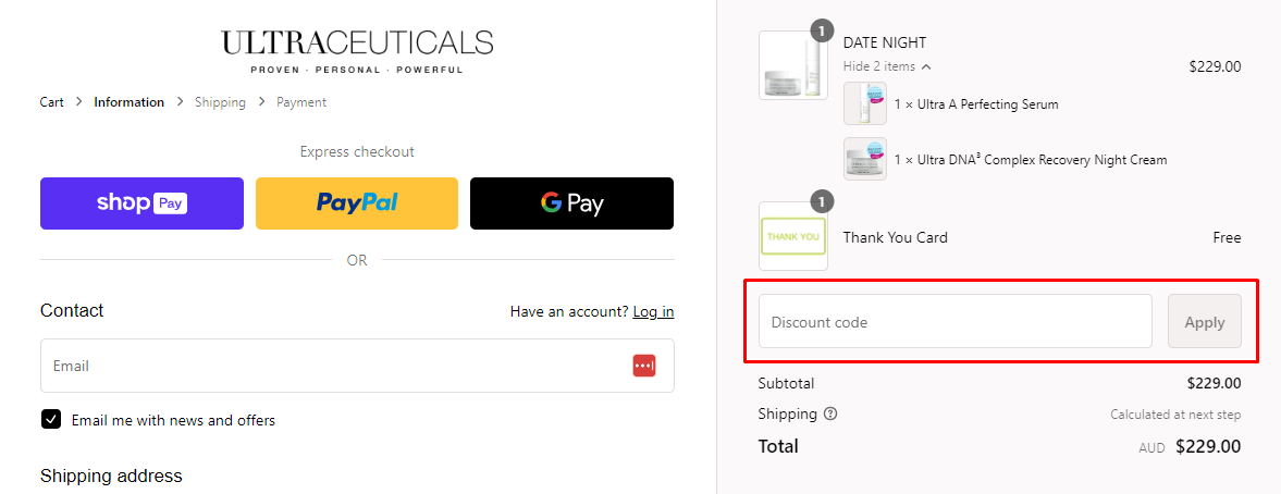 How do I use my Ultraceuticals discount code?