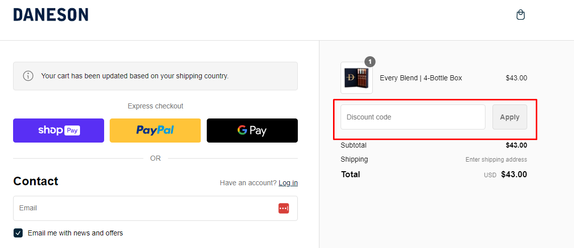 How do I use my Daneson discount code?