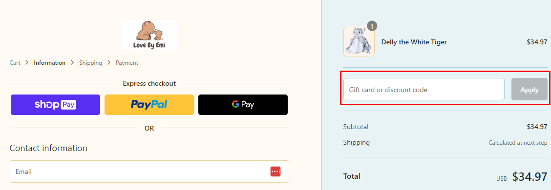 How do I use my Love By Emi discount code?
