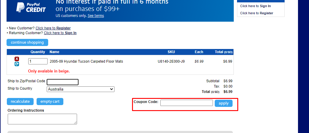 How do I use my Hyundai Accessory Store coupon code?