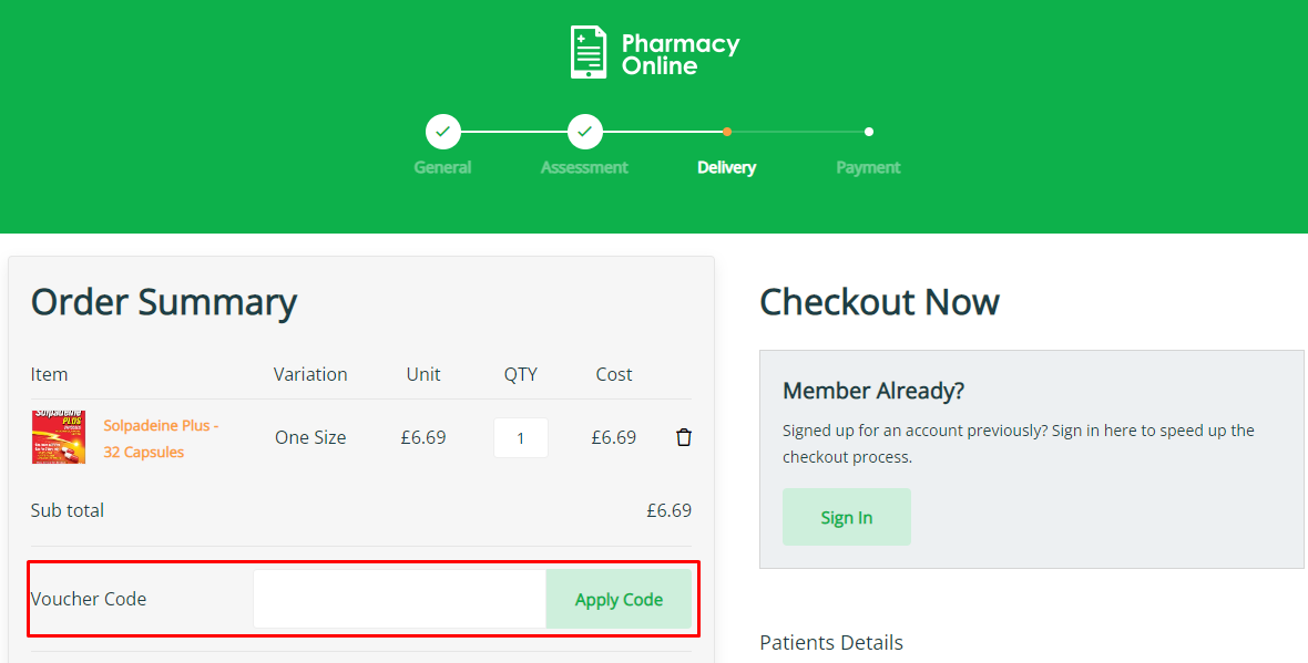 How do I use my PharmacyOnline.co.uk voucher code?