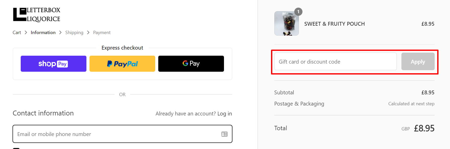How do I use my Letterbox Liquorice discount code?
