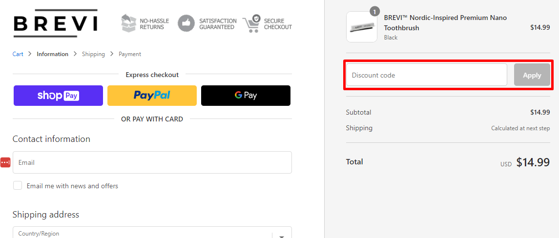 How do I use my Brevi discount code?