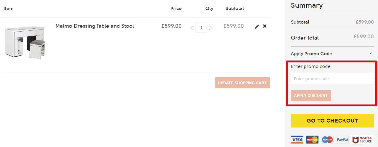 LifestyleFurniture Checkout